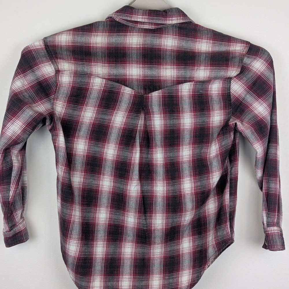 Palmetto's Women's Plaid Flannel Button Up Shirt Long Sleeve Casual Top Burgundy - Picture 3 of 8